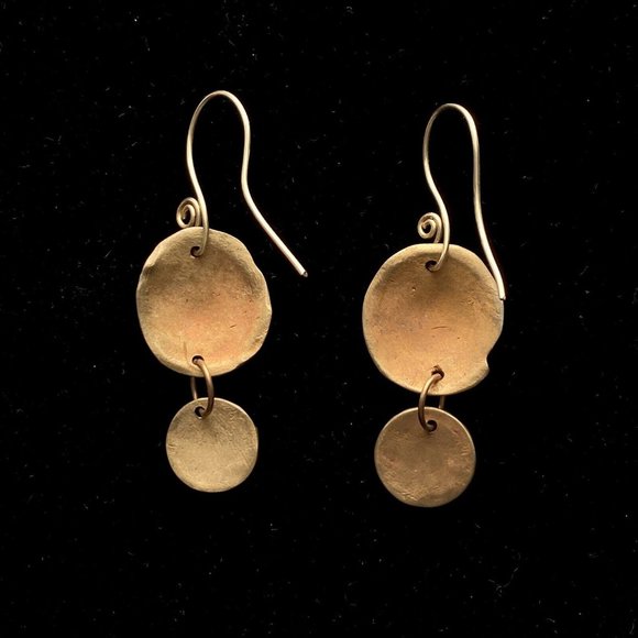 Jane Levy PMC Bronze Earrings Handmade Organic Shell & Waffle French Ear Wires - Picture 3 of 3